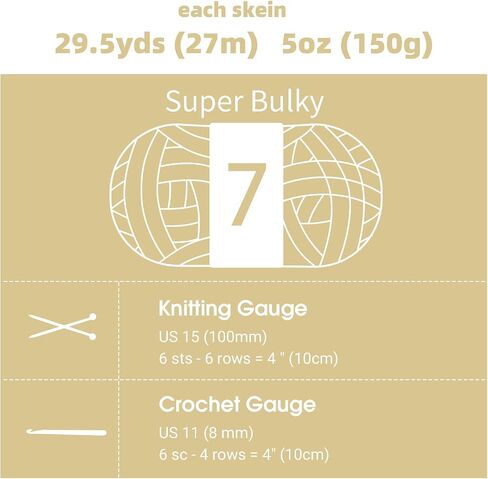 8 Pack Super Bulky Chunky Chenille Yarn for Hand Knitting,Big Yarn for Chunky Blanket,Large Thick Arm Knitting Yarn,Fluffy Soft Plush Jumbo Yarn Crocheting,Cream & Khaki in Saudi Arabia