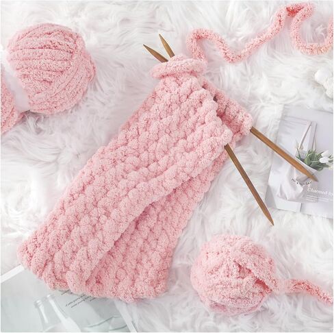 8 Pack Super Bulky Chunky Chenille Yarn for Hand Knitting,Big Yarn for Chunky Blanket,Large Thick Arm Knitting Yarn,Fluffy Soft Plush Jumbo Yarn Crocheting,Cream & Khaki in Saudi Arabia