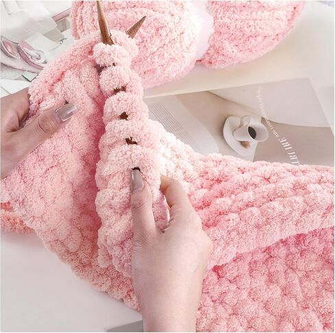 8 Pack Super Bulky Chunky Chenille Yarn for Hand Knitting,Big Yarn for Chunky Blanket,Large Thick Arm Knitting Yarn,Fluffy Soft Plush Jumbo Yarn Crocheting,Cream & Khaki in Saudi Arabia