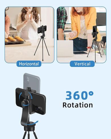 Vastar Universal Tripod Phone Holder, Phone Tripod Mount Adapter with Wireless Camera Remote for Monopod, Tripod and Selfie Stick, 360° Rotation / 58-101mm Phone Clamp / 1/4" Thread/Wrist Strap in Saudi Arabia