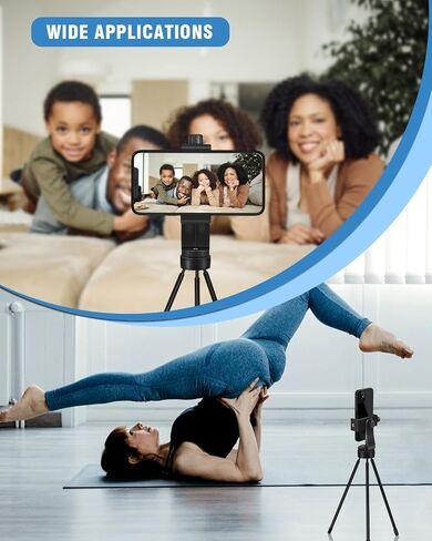 Vastar Universal Tripod Phone Holder, Phone Tripod Mount Adapter with Wireless Camera Remote for Monopod, Tripod and Selfie Stick, 360° Rotation / 58-101mm Phone Clamp / 1/4" Thread/Wrist Strap in Saudi Arabia