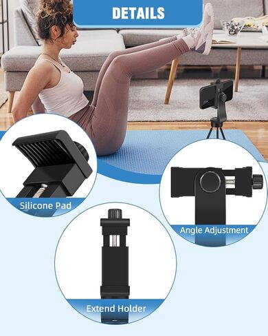 Vastar Universal Tripod Phone Holder, Phone Tripod Mount Adapter with Wireless Camera Remote for Monopod, Tripod and Selfie Stick, 360° Rotation / 58-101mm Phone Clamp / 1/4" Thread/Wrist Strap in Saudi Arabia