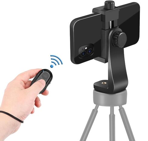 Vastar Universal Tripod Phone Holder, Phone Tripod Mount Adapter with Wireless Camera Remote for Monopod, Tripod and Selfie Stick, 360° Rotation / 58-101mm Phone Clamp / 1/4" Thread/Wrist Strap in Saudi Arabia