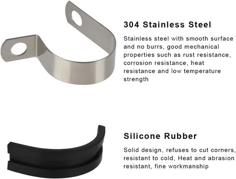 مجموعة متنوعة من مشابك الكابلات TIMESETL 52 قطعة، 304 مشابك أنابيب مطاطية من الفولاذ المقاوم للصدأ في 6 أحجام 1/4 بوصة 5/16 بوصة 3/8 بوصة 1/2 بوصة 5/8 بوصة 3/4 بوصة مشبك سلك للأسلاك والخطوط والخراطيم in Kuwait