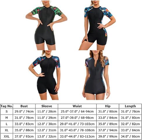 OBEEII One Piece Swimsuit for Women Floral Short Sleeve Rash Guard Bathing Suit Surfing Wetsuits in Saudi Arabia