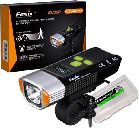 EdisonBright Fenix BC35R 1800 Lumen Cree LED USB Rechargeable Pedestrian Friendly Bike Bicycle Light Anti-Theft Alarm BBX3 Charging Cable Carry case in Saudi Arabia