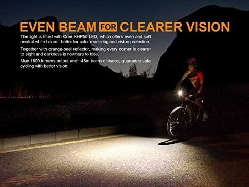 EdisonBright Fenix BC35R 1800 Lumen Cree LED USB Rechargeable Pedestrian Friendly Bike Bicycle Light Anti-Theft Alarm BBX3 Charging Cable Carry case in Saudi Arabia