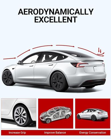 BASENOR 2024 Tesla Model 3 Spoiler OEM Rear Spoiler Wing Performance Rear Trunk Lip ABS Material Model 3 Accessories Highland Matte Black Gen 2 in Saudi Arabia