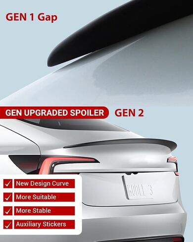 BASENOR 2024 Tesla Model 3 Spoiler OEM Rear Spoiler Wing Performance Rear Trunk Lip ABS Material Model 3 Accessories Highland Matte Black Gen 2 in Saudi Arabia