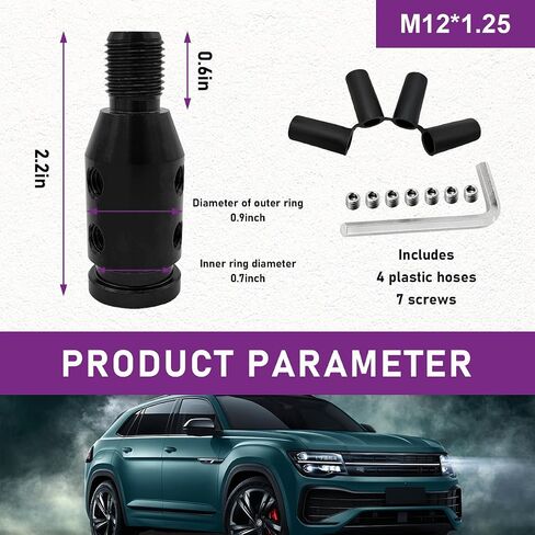 Universal Gear Shift Knob Adapter, M10×1.5 Aluminum Alloy Shifter Knob Adapter for Non-Threaded Shifters, Shifter Knob Boot Retainer Gear Stick Connector, Car Accessories (Black) in Saudi Arabia