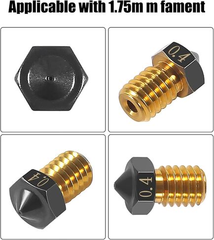 AITIAO 12pcs Upgrade V5 V6 3D Printer Brass Nozzle 0.4mm PTFE Coated Nozzles Non-Stick PLA Extruder Print Head Nozzle for 1.75mm Ender3 Pro CR10/S Hotend in Saudi Arabia