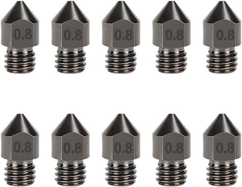 ACMYCH 10PCS 3D Printer Hardened Steel MK8 Nozzle, High-Temperature Resistance Upgraded Tungsten All Metal Nozzle, for Makerbot Ender 3 / Ender 3 S1, Pro, CR-10 Series (0.8mm) in Saudi Arabia