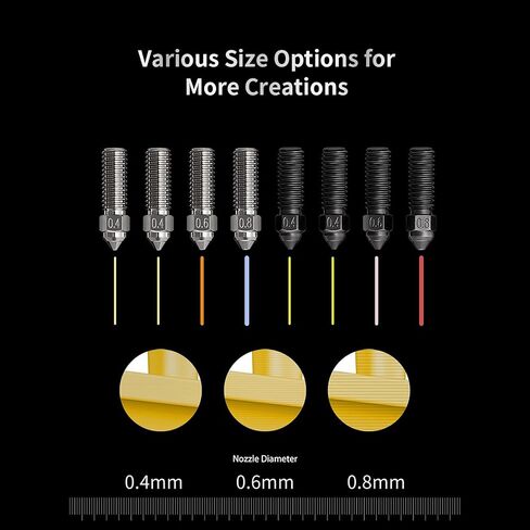 Creality Official K1 Nozzle Kit, 4 Copper Alloy Nozzles and 4 Hardened Steel Nozzles, High-Temperature Resistance & High Flow & High-Speed Printing Nozzles for K1,K1 Max,CR-10SE,Ender 3 V3 KE in Saudi Arabia