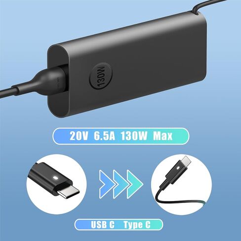 130 واط USB C شاحن الكمبيوتر المحمول لديل الدقة 5560 5550 5570 5520 5750 3581 3560 5530 2 في 1 خط العرض 5440 5540 7440 DA130PM170 التيار المتناوب محول الطاقة in Kuwait