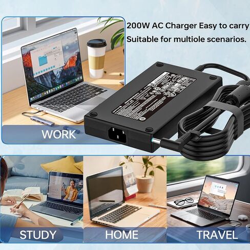 شاحن كمبيوتر محمول 200 واط 815680-002 835888-001 متوافق مع ZBook G9 G10 17 G3 17 G4 17 G5 L73385-001 TPN-DA10 19.5V 10.3A محول الطاقة in Kuwait
