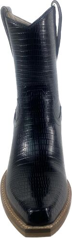 ARIDER GIRL Malrose Women's Western Animal Print Slip On Snip Toe Stacked Leather Heel Ankle Booties in Saudi Arabia