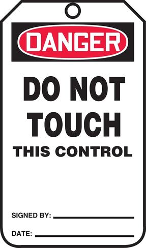 علامة أمان Accuform MDT211CTM PF-Cardstock، Legend "Danger Do Not Touch This Control"، 5.75 بوصة طول × 3.25 بوصة عرض × 0.010 بوصة سمك، أحمر/أسود على أبيض (عبوة من 5) in Saudi Arabia