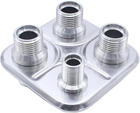 1 pc SHLPDFM Silver Polished Firewall Bulkhead 4-Port 1-6(5/8"-18) 3-10(7/8"-14) Billet Aluminum Inline Heater AC Bulkhead Connector 181154-100 Compatible with Hot Rod Chevy Ford GM in Saudi Arabia