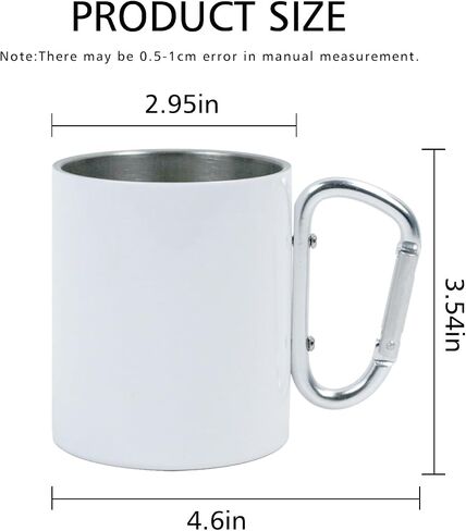 4 Pcs Sublimation Blank Stainless Steel Carabiner Mug 10 OZ with Different color handles Travel Coffee Mug Portable Backpacking Camping Cup for Outdoor Sports Travel Hiking mug in Saudi Arabia