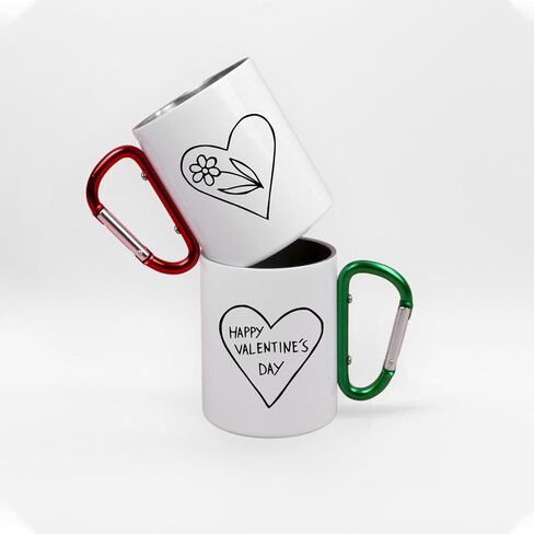 4 Pcs Sublimation Blank Stainless Steel Carabiner Mug 10 OZ with Different color handles Travel Coffee Mug Portable Backpacking Camping Cup for Outdoor Sports Travel Hiking mug in Saudi Arabia