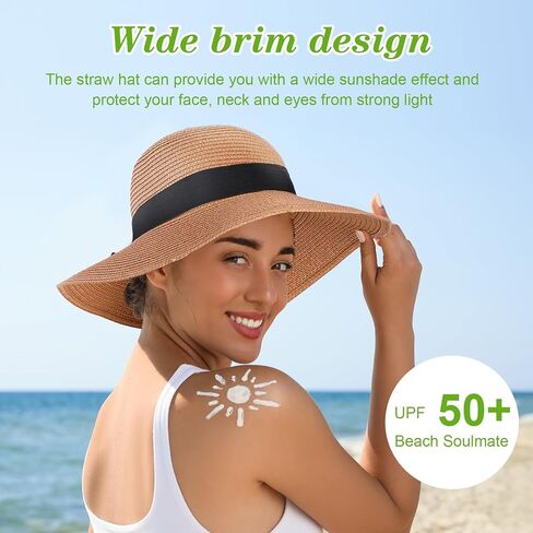 Roshtia 6 Pieces Panama Straw Hats for Men and Women Foldable Wide Brim Bride Hats Summer Sun Protection Hat in Kuwait