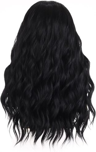 BERON Mens Black Long Wigs With Halloween Cosplay Costume Party Wig Curly Middle Part Hair Wigs in Saudi Arabia