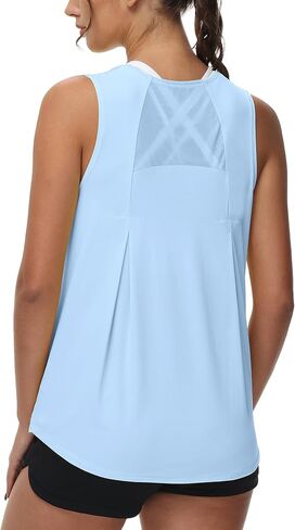 قمصان علوية للتمرين للسيدات من Attifall قمصان يوجا شبكية بدون أكمام قمصان رياضية للجري تانك القمم قمصان رياضية باردة وجافة in Kuwait