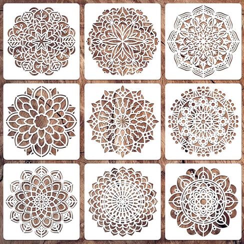 Mandala Stencils for Painting, Small Rangoli Stencils for Crafts on Wood Wall Furniture Fabric, Rock Painting Stencils, Great for DIY Projects & Home Decor (4 inch) in Saudi Arabia