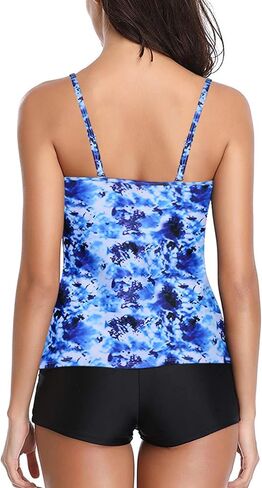 Cysincos Tankini Bathing Suits for Women Tummy Control Swimsuits Two Piece Swimwear Made of Quick Dry High Elastic Fabric in Saudi Arabia