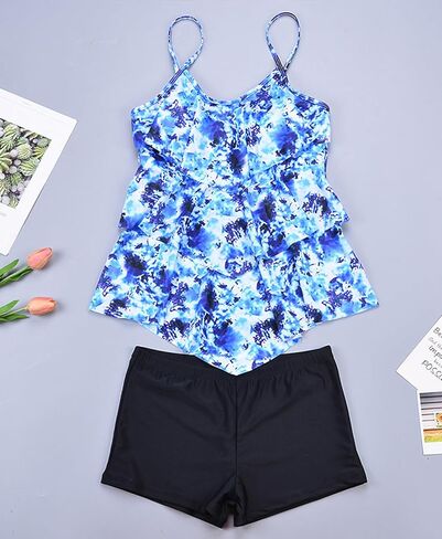 Cysincos Tankini Bathing Suits for Women Tummy Control Swimsuits Two Piece Swimwear Made of Quick Dry High Elastic Fabric in Saudi Arabia