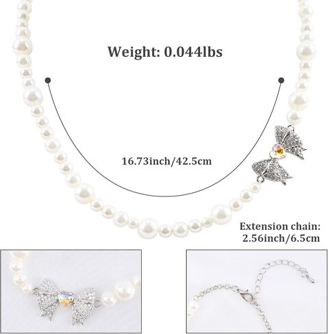 Pearl Choker Layered Necklace, Colorful Zircon Dainty Beaded Choker Necklace for Women Girls, Double Layers Stitching Natural Freshwater Pearl Necklace Fashion Jewelry Gift in Saudi Arabia