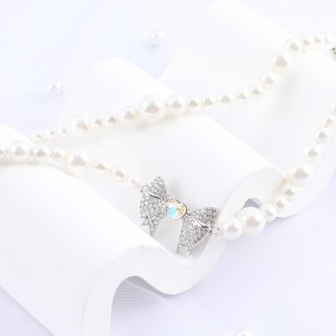 Pearl Choker Layered Necklace, Colorful Zircon Dainty Beaded Choker Necklace for Women Girls, Double Layers Stitching Natural Freshwater Pearl Necklace Fashion Jewelry Gift in Saudi Arabia