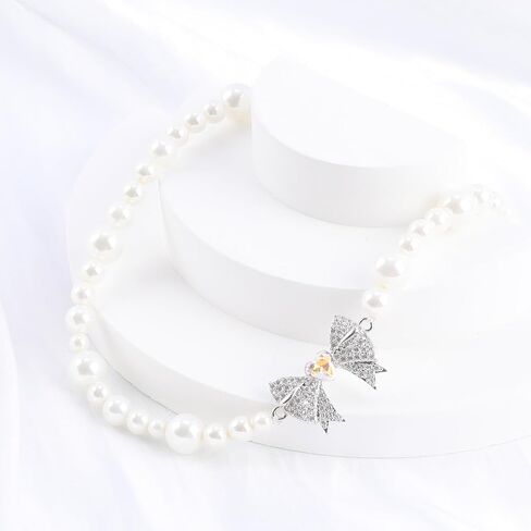 Pearl Choker Layered Necklace, Colorful Zircon Dainty Beaded Choker Necklace for Women Girls, Double Layers Stitching Natural Freshwater Pearl Necklace Fashion Jewelry Gift in Saudi Arabia