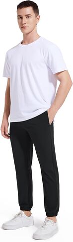 AbleTree Athletic Jogger Pants for Short Men 27" Inseam Stretch Quick Dry Active Pants with Back Zip Pockets in Saudi Arabia