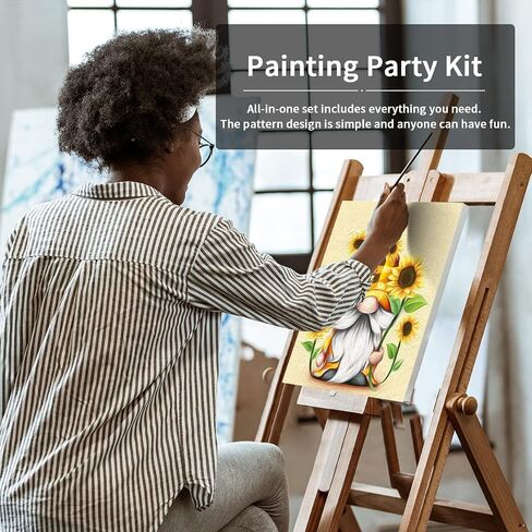 VOCHIC Canvas Painting Kit Pre Drawn Canvas for Painting for Adults Party Kits Paint and Sip Party Supplies 8x10 Canvas to Paint 8 Acrylic Colors,3 Brush,1 Pallet Gnome Paint Art Set in Saudi Arabia