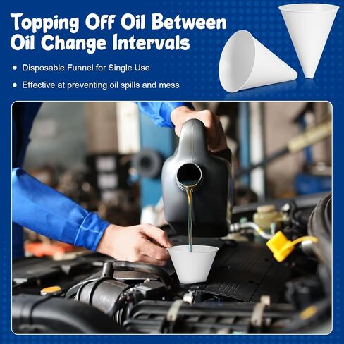 50 Pcs Paper Funnels for Motor Oil 6 oz Disposable Engine Oil Funnel Car Oil Funnels Paper Cone Funnel for Gas, Car Oil Change Fluid Automotive Use Dispensers or Kitchen Filling Bottle in Saudi Arabia