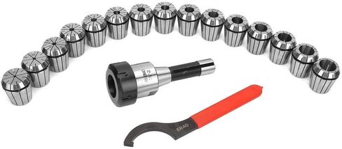 R8-ER40 Collet Chuck Holder, R8-ER40 Collet Set R8 Shank Collet Chuck Holder + 15Pcs ER40 Collets For Milling Machines in Saudi Arabia