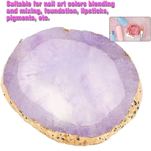 لوحة مزيج تلميع، لوحة طلاء أظافر من الراتنج، طبق رسم ملون بحافة ذهبية من الراتنج، طلاء حجري، طبق ألوان لطلاء الأظافر، أداة DIY (أبيض) in Kuwait