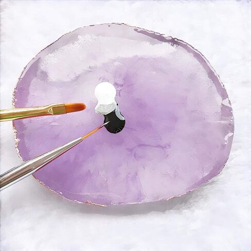 لوحة مزيج تلميع، لوحة طلاء أظافر من الراتنج، طبق رسم ملون بحافة ذهبية من الراتنج، طلاء حجري، طبق ألوان لطلاء الأظافر، أداة DIY (أبيض) in Kuwait