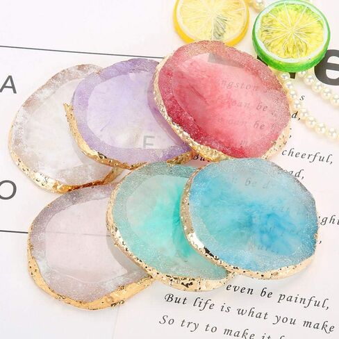 لوحة مزيج تلميع، لوحة طلاء أظافر من الراتنج، طبق رسم ملون بحافة ذهبية من الراتنج، طلاء حجري، طبق ألوان لطلاء الأظافر، أداة DIY (أبيض) in Kuwait