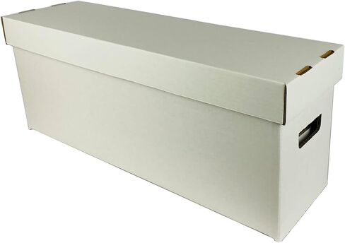 Max Protection 5ct Long Comic Book Storage Box - Durable White Corrugated Cardboard, 200 lb. Test Strength, Easy Assembly, Home Storage Solution for Collectible Comics, Magazines, and Books in Saudi Arabia