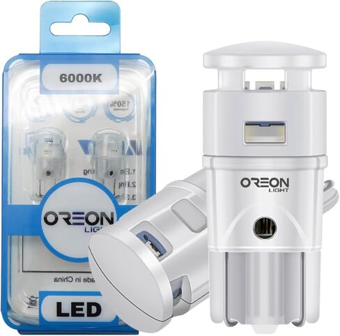 لمبة Oreonlight T10 W5W LED - لمبة LED 6000K - ضوء ترخيص أبيض خالٍ من الأخطاء في Canbus، موقف سيارات، خريطة، قبة، باب، مصابيح صندوق السيارة، استبدال فائق السطوع 12 فولت SMD 2.64 وات للسيارات والشاحنات وسيارات الدفع الرباعي، 400LM in Kuwait