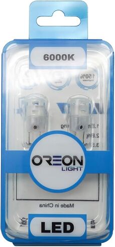 لمبة Oreonlight T10 W5W LED - لمبة LED 6000K - ضوء ترخيص أبيض خالٍ من الأخطاء في Canbus، موقف سيارات، خريطة، قبة، باب، مصابيح صندوق السيارة، استبدال فائق السطوع 12 فولت SMD 2.64 وات للسيارات والشاحنات وسيارات الدفع الرباعي، 400LM in Kuwait