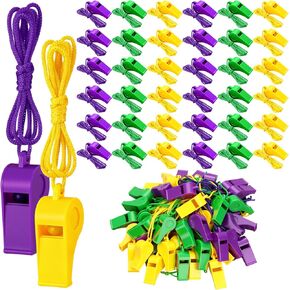 Kingdder 120 جهاز كمبيوتر شخصى Mardi Gras يلقي صفارات بلاستيكية السائبة مع الحبل Mardi Gras Accessories بصوت عال هش صوت صفارات جائزة هدية لحزب موكب كرنفال عطلة عيد ميلاد in Saudi Arabia