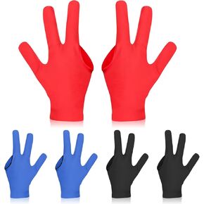 6 Pcs 3 Fingers Pool Gloves Universal Non-Slip Elastic Cue Sports Billiard Gloves Breathable Control Sport Show Glove for Women and Men 3 Colors Pool Hall Professional Glove for Left and Right Hand in Kuwait