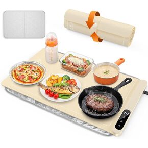 Food Warming Mat, Silicone Electric Warming Tray with 6 Adjustable Temperature, Full Surface Heating, Portable Roll Up Heating Mat with Heat-resistant Pad, Kitchen Food Warmer Pad for Buffets Party in Saudi Arabia