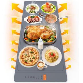 Warming Mat For Food Extra Large 36"x16" Quick, Full-Surface Heating Portable Food Warming Mat 6 Temp Levels, 8-Hour Timer, IPX7 Electric Warming Trays Rollable Silicone Food Warmer for Parties Buffet in Saudi Arabia