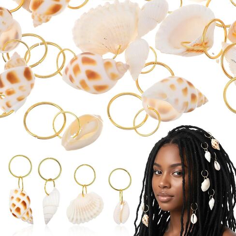 Classicseali 60PCS Shell Hair Clip,4 Styles Seashells for Hair, Summer Beach Style Seashell Hairs Accessories, with Sea, Conch Unisex DIY Braid Accessorie,Suitable for Different Occasions in Saudi Arabia