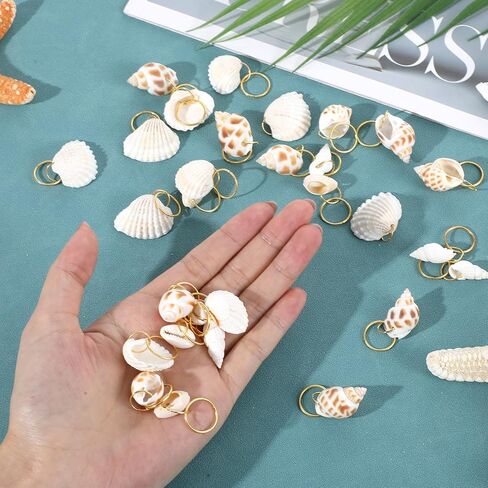 Classicseali 60PCS Shell Hair Clip,4 Styles Seashells for Hair, Summer Beach Style Seashell Hairs Accessories, with Sea, Conch Unisex DIY Braid Accessorie,Suitable for Different Occasions in Saudi Arabia