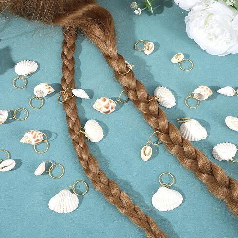 Classicseali 60PCS Shell Hair Clip,4 Styles Seashells for Hair, Summer Beach Style Seashell Hairs Accessories, with Sea, Conch Unisex DIY Braid Accessorie,Suitable for Different Occasions in Saudi Arabia